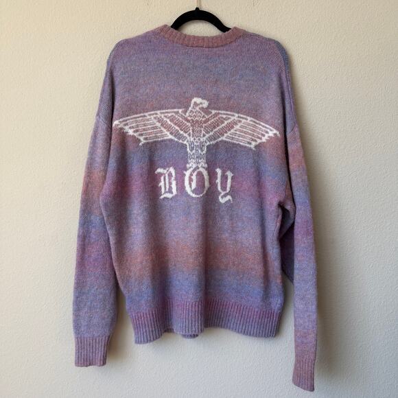 BOY London Purple Gradient Logo Knit Sweater Size M - Picture 3 of 9